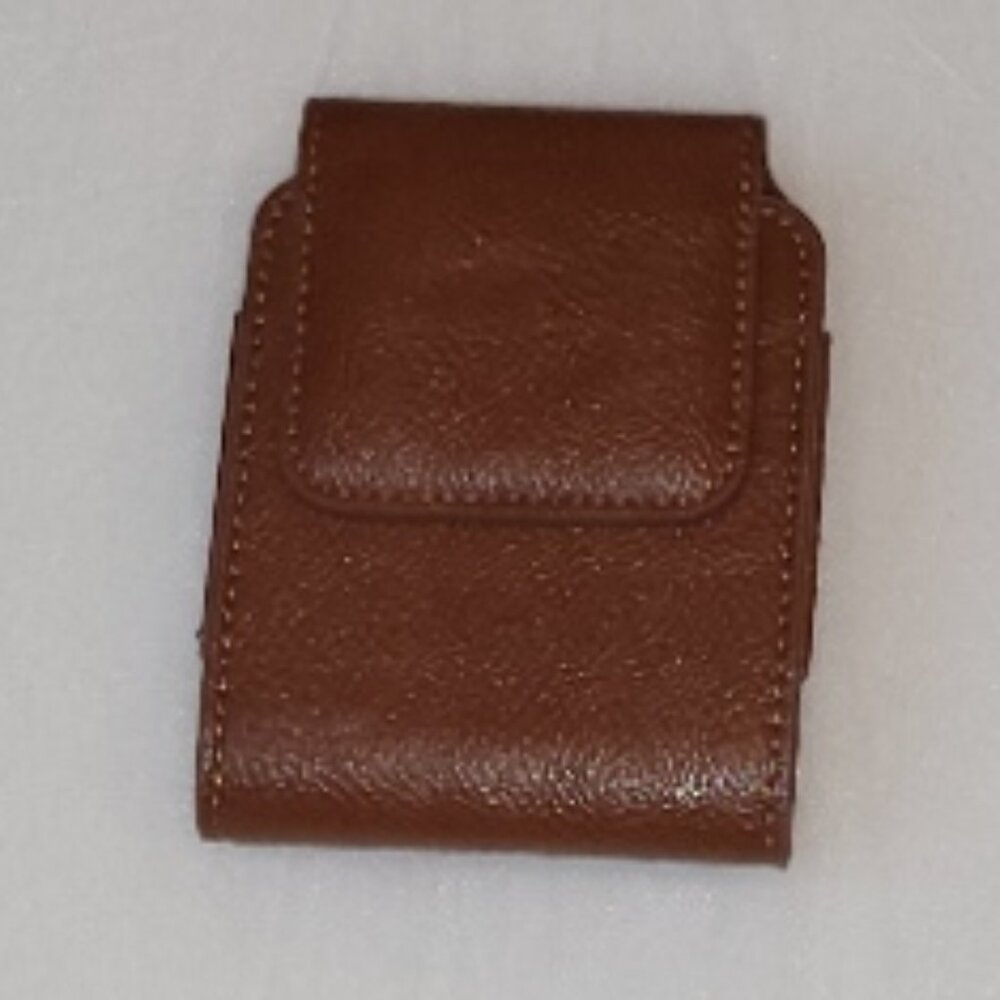 Brown Magnetic Clip-on Leather Bag Case Belt Clip Holder Holster Wallet - Picture 3 of 5